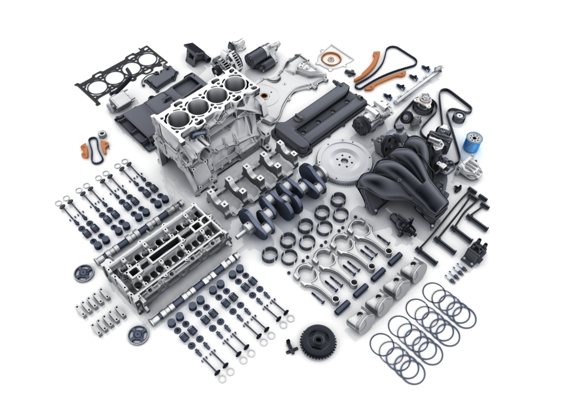 A dissasembled engine